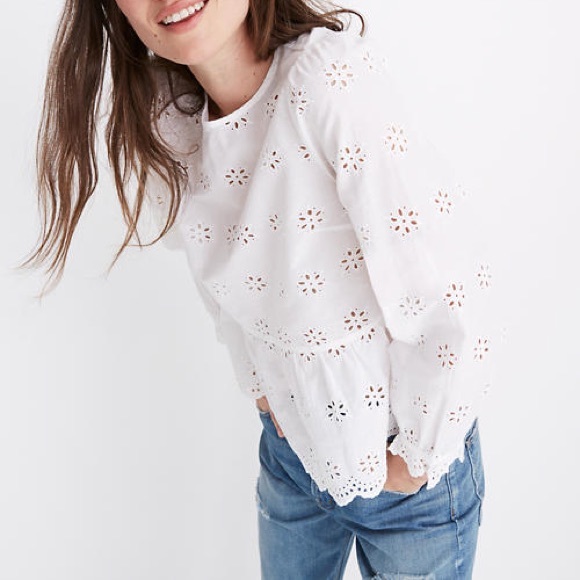 Madewell Tops - Madewell Eyelet Keyhole Peplum sz M